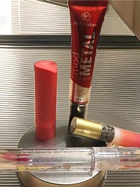 Assorted Makeup Lot: EOS Lip Balm + mod METAL Lip Paint + Lipstick, Lip Plumper